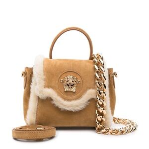 Versace La Medusa lamb suede leather top handle shoulder crossbody bag NEW